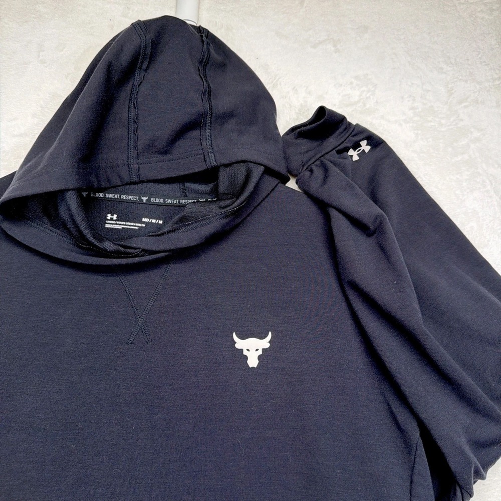 Under Armour‎ Project Rock Crop Hoodie Women's M Black Gym Training Pullover